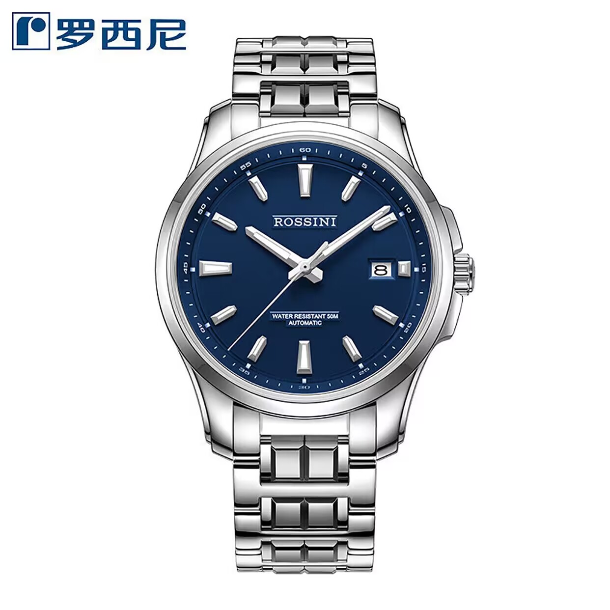 罗西尼（ROSSINI）手表男士自动机械表国表十大品牌钨钢带送男友日历腕表（颜色随机）